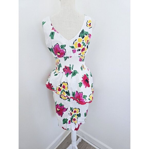 Choon California Cotton Vintage Floral Sleeveless Tiered White Pink Dress 6 XS S - Picture 10 of 14